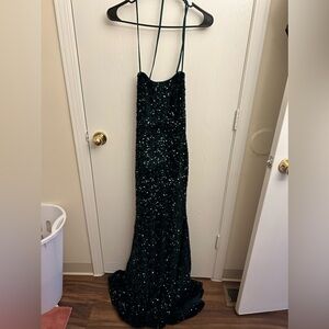 Dark Green long Sequin Maxi dress